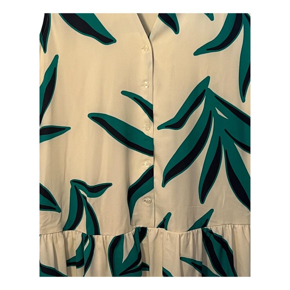 Nine West Dress Size XXL Sleeveless White Green Floral Trapeze Knee Length NWT - Picture 6 of 11